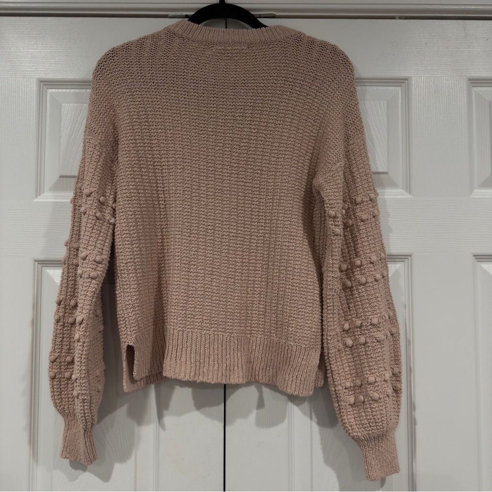 Madewell Knit Balloon Sleeve Sweater Pink Bobble Pom Popcorn Sleeve Size XS - Picture 8 of 14